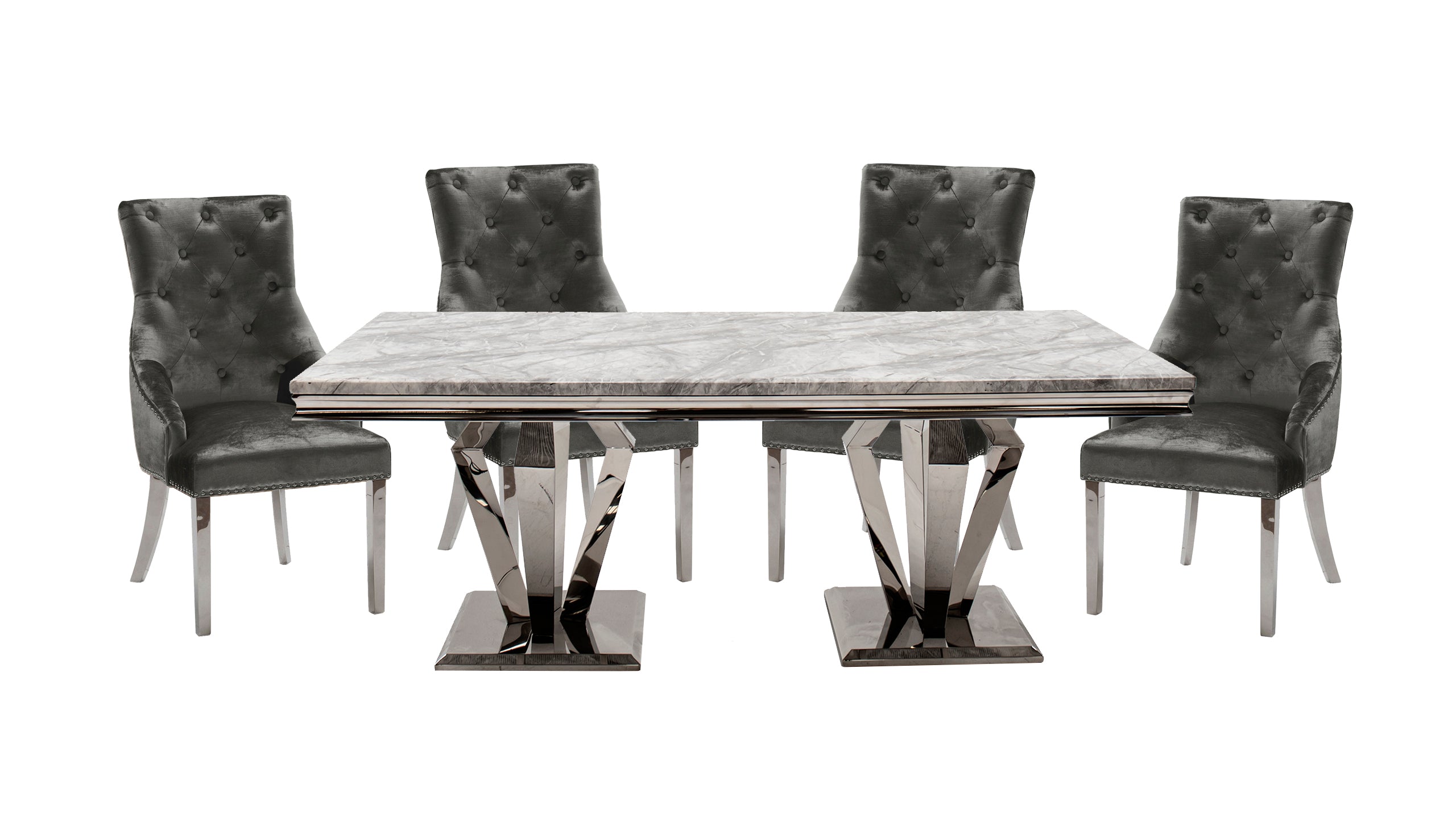 Amour 2m Marble Dining Table with 4 Chairs