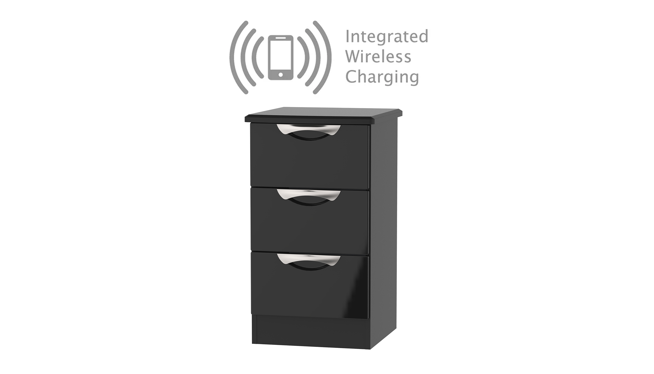 Moda 3 Drawer Bedside Chest with Wireless Charger