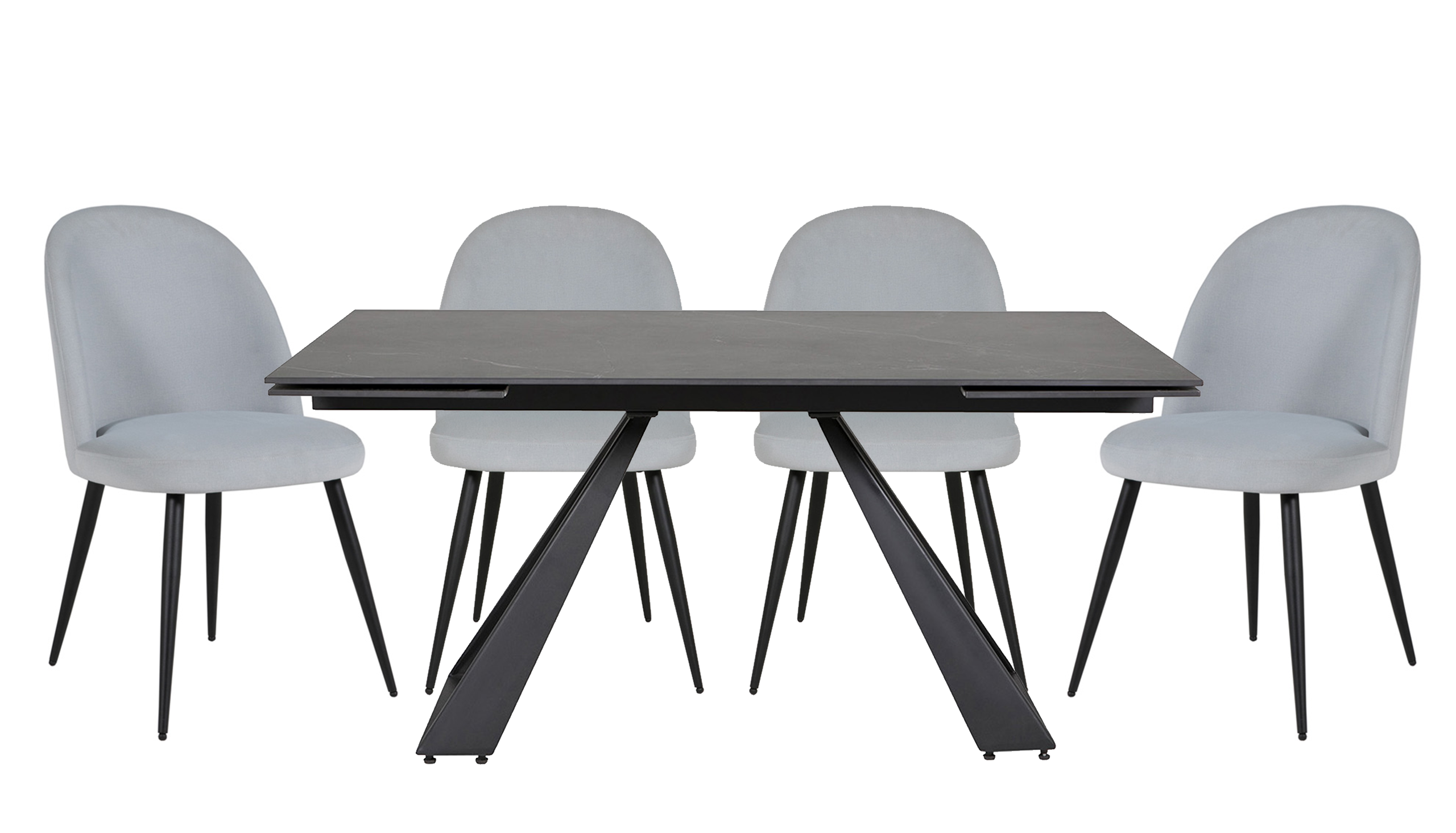 President 1.6m Extending Dining Table with 4 Kennedy Chairs