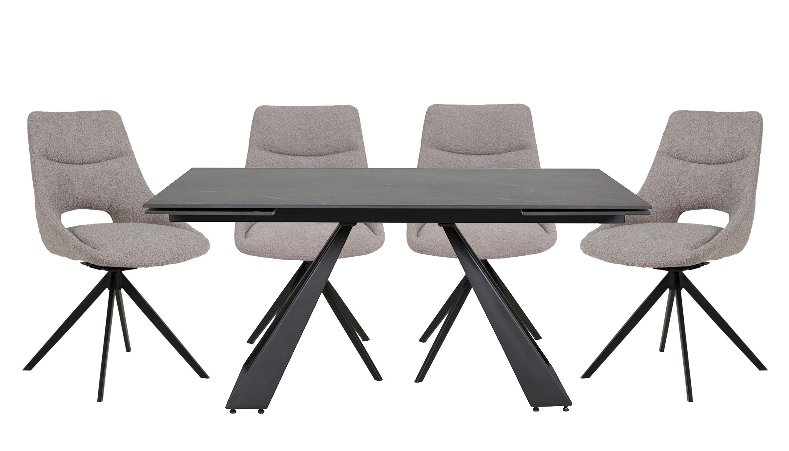 President 1.6m Extending Dining Table with 4 Nixon Swivel Chairs