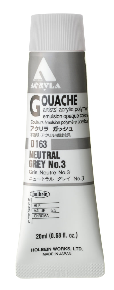 Holbein : Acryla Gouache : 20ml : Neutral Grey #2