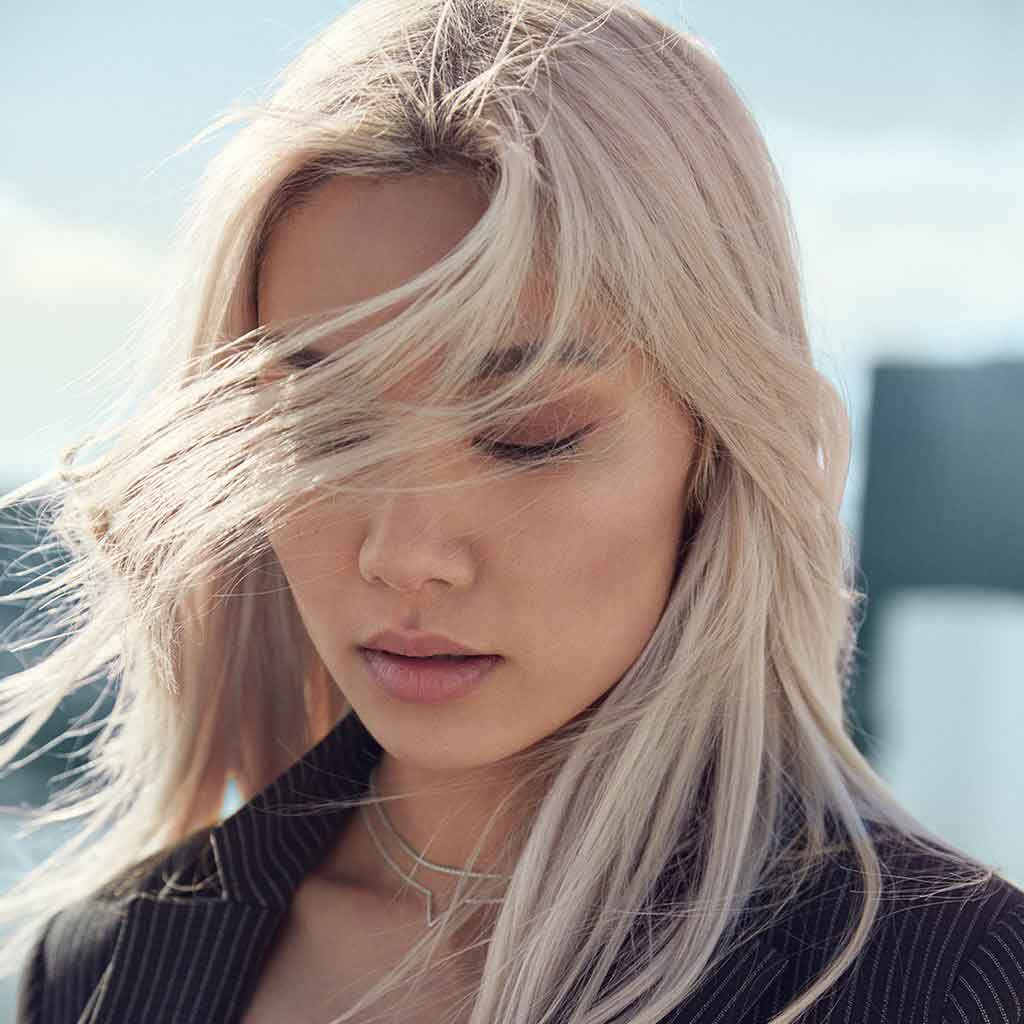 blonde woman without hair color fading