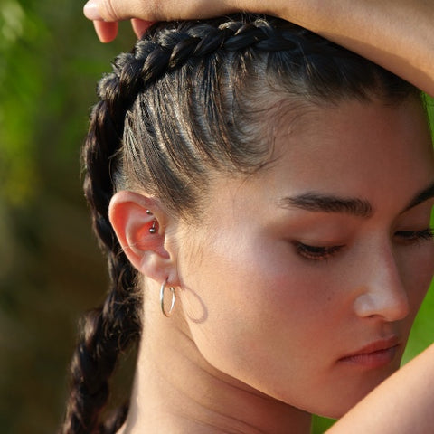 woman with braid after shampooing hair