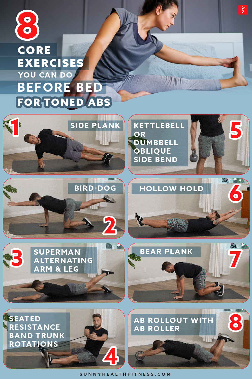 8 Ab Exercises You Can Do Before Bed for Toned Core
