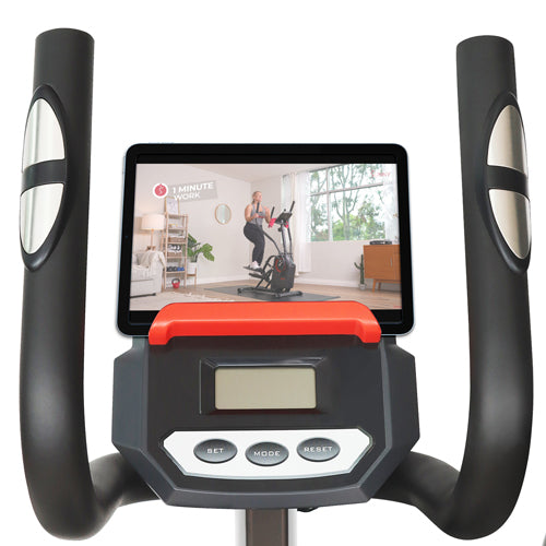 DEVICE HOLDER | Place your tablet, phone, or other mobile devices to stay connected. Follow along online or through the SunnyFit APP with our trainers for certified fitness tips, advice, and lessons.