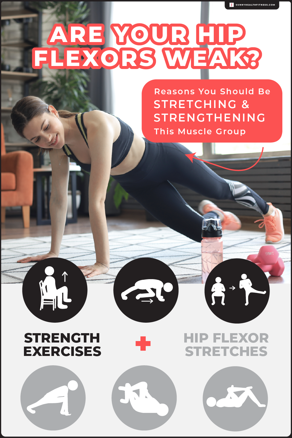 Hip Flexors Stretching AND Strengthening Infographic