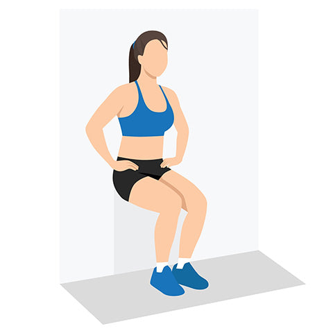 Woman demonstrating Wall Sit exercise