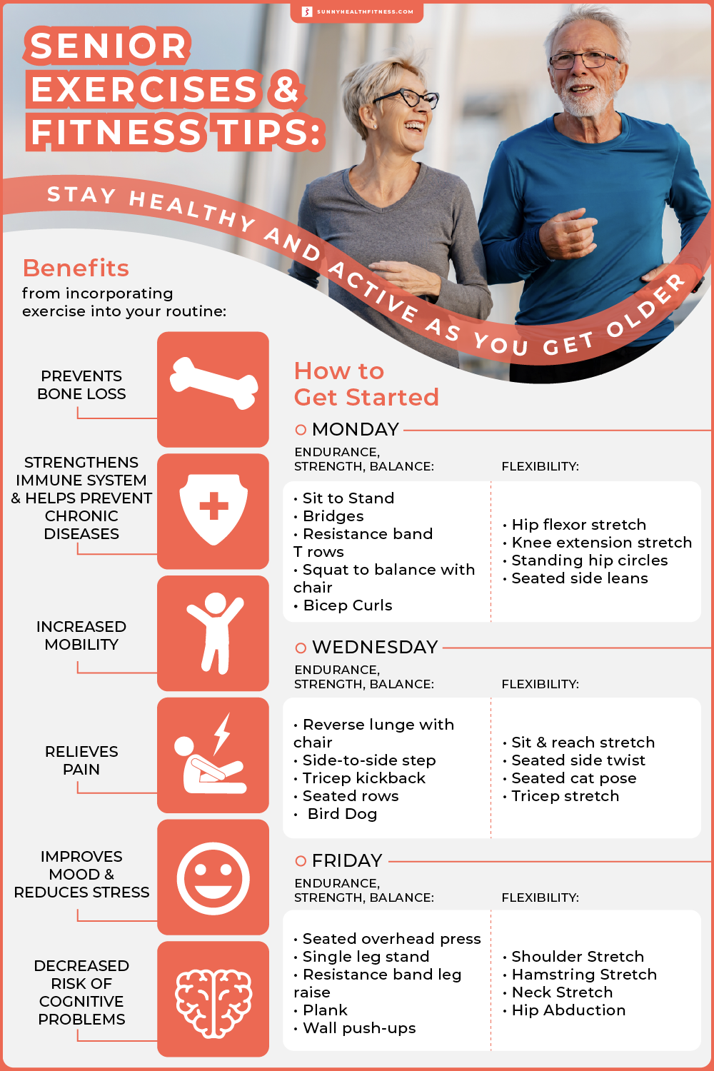 Senior Exercises & Fitness Tips Infographic