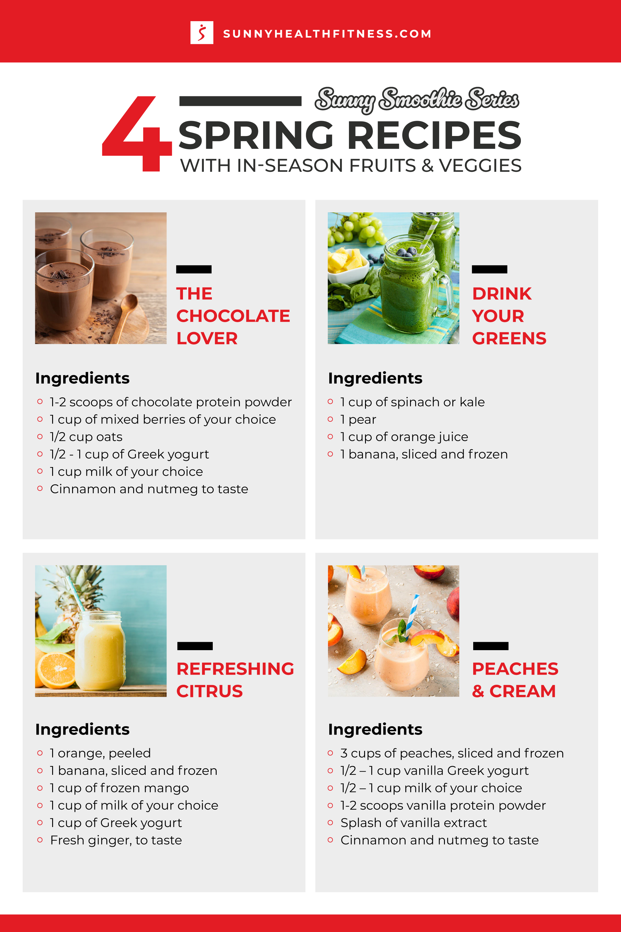 Smoothie Series: Spring Recipes with In-Season Fruits & Veggies Infographic