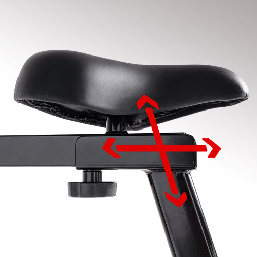 4-WAY ADJUSTABLE SEAT | With the twist of a knob and a quick slide forward or back, your riding experience will be comfortable and tailored to your unique body type! The cushioned seat securely stays in place once you've found the perfect distance.