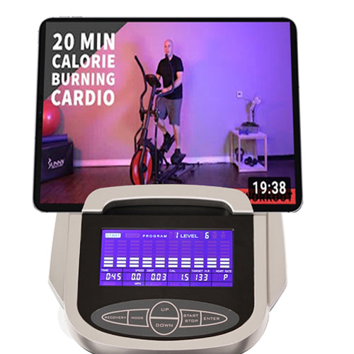 DEVICE HOLDER | Place your mobile device on the conveniently located device holder to follow along to your favorite workout videos.