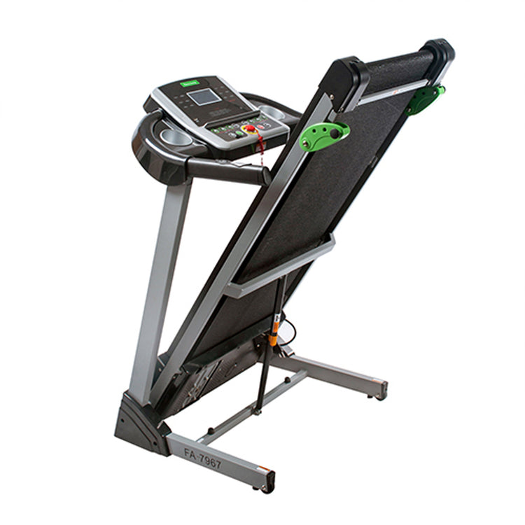 FLAT-FOLDING DESIGN | This running treadmill can fold flat when not in use. Take advantage of the 4 transportation wheels that make storing the treadmill across your home easy.