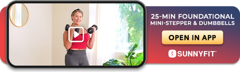 SunnyFit 25-Min Foundational Mini-Stepper & Dumbbells