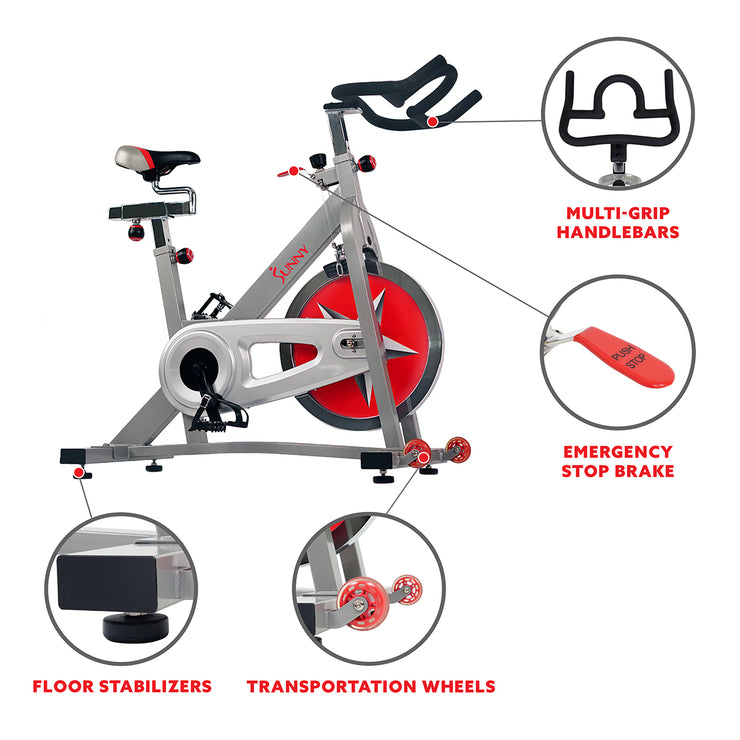 sunny health & fitness flywheel chain drive pro indoor bike