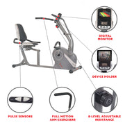 sunny cross training magnetic recumbent bike