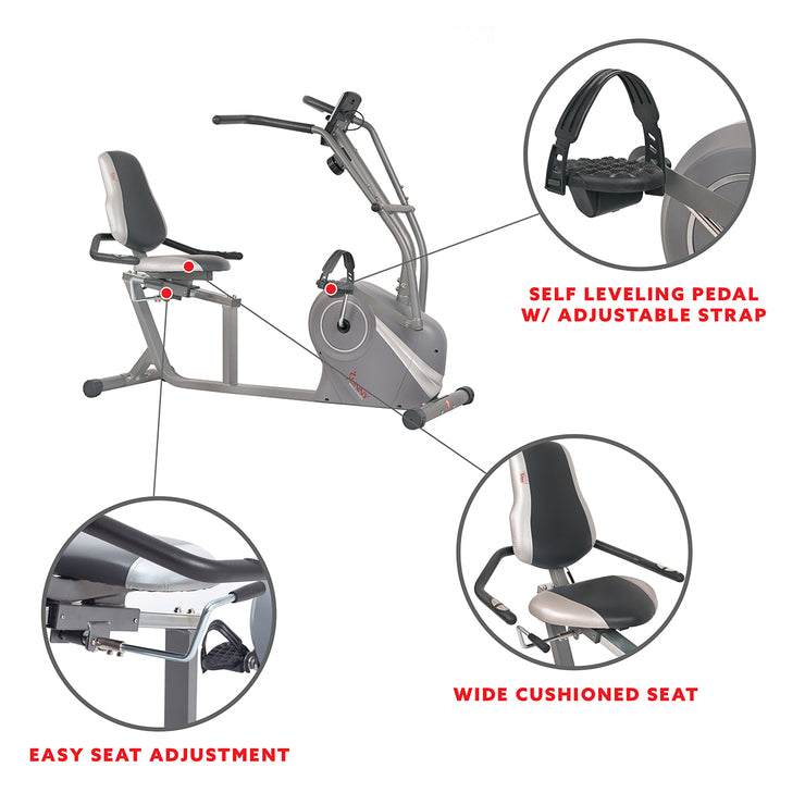 sunny health and fitness recumbent bike with arm exerciser