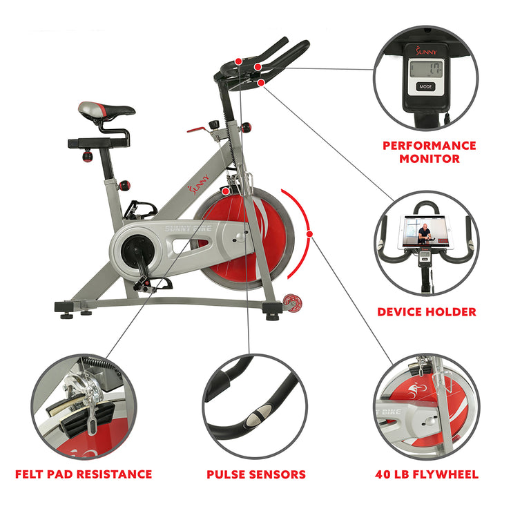 sunny health & fitness pro indoor cycling bike