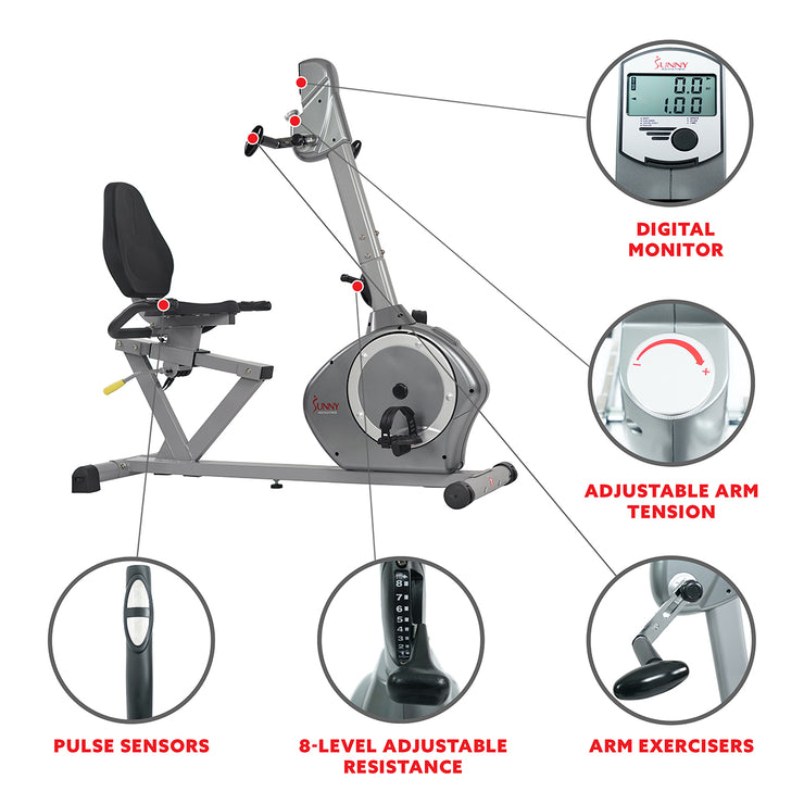 sunny health recumbent exercise bike