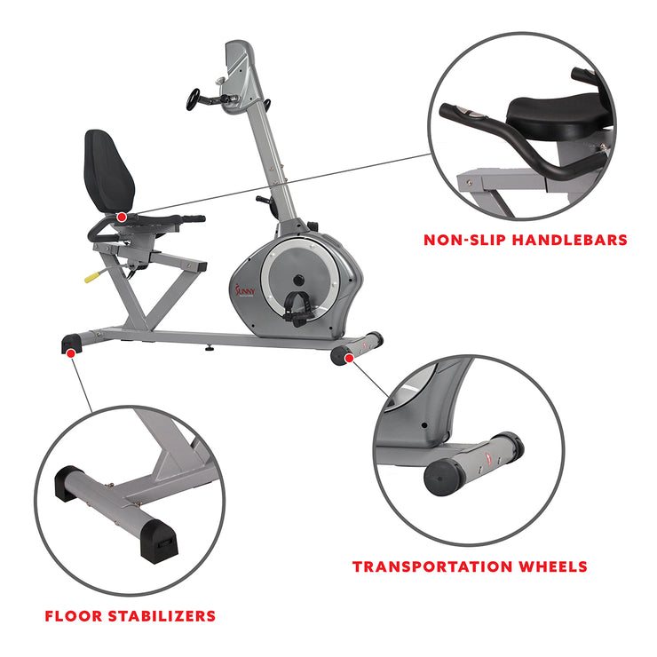 sunny health and fitness recumbent bike with arm exerciser