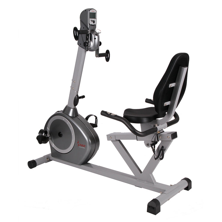 sunny health & fitness recumbent bike with arm exerciser