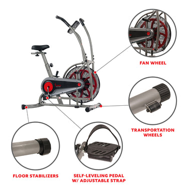 Motion Air Exercise Bike with Fan Wheel Resistance and Device Holder