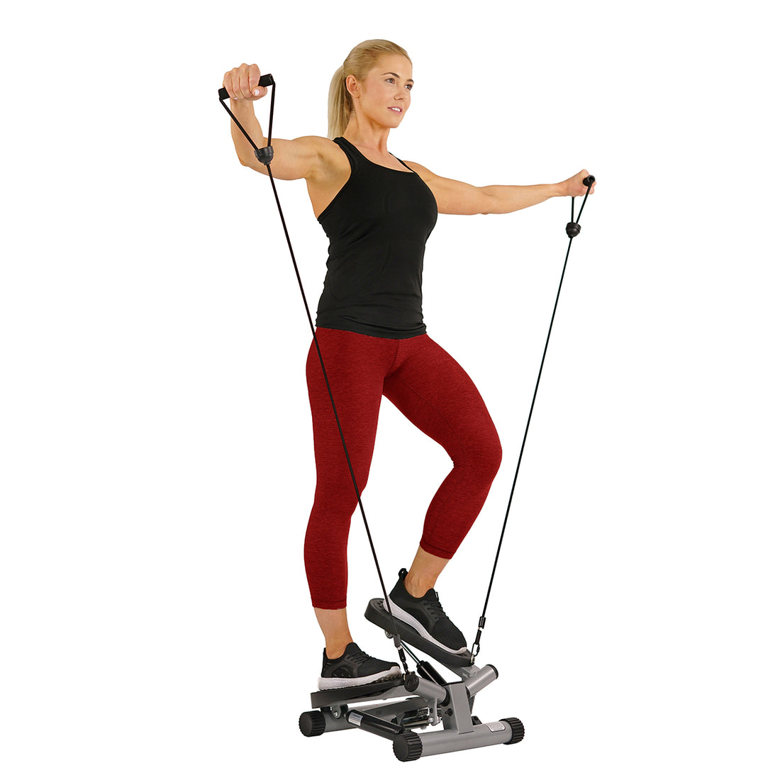 Twisting Stair Stepper Step Machine w/ Resistance Bands and LCD Monito