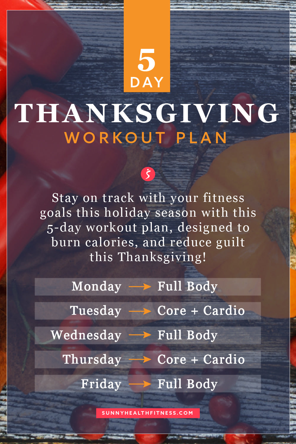 5-Day Thanksgiving Workout Plan Infographic