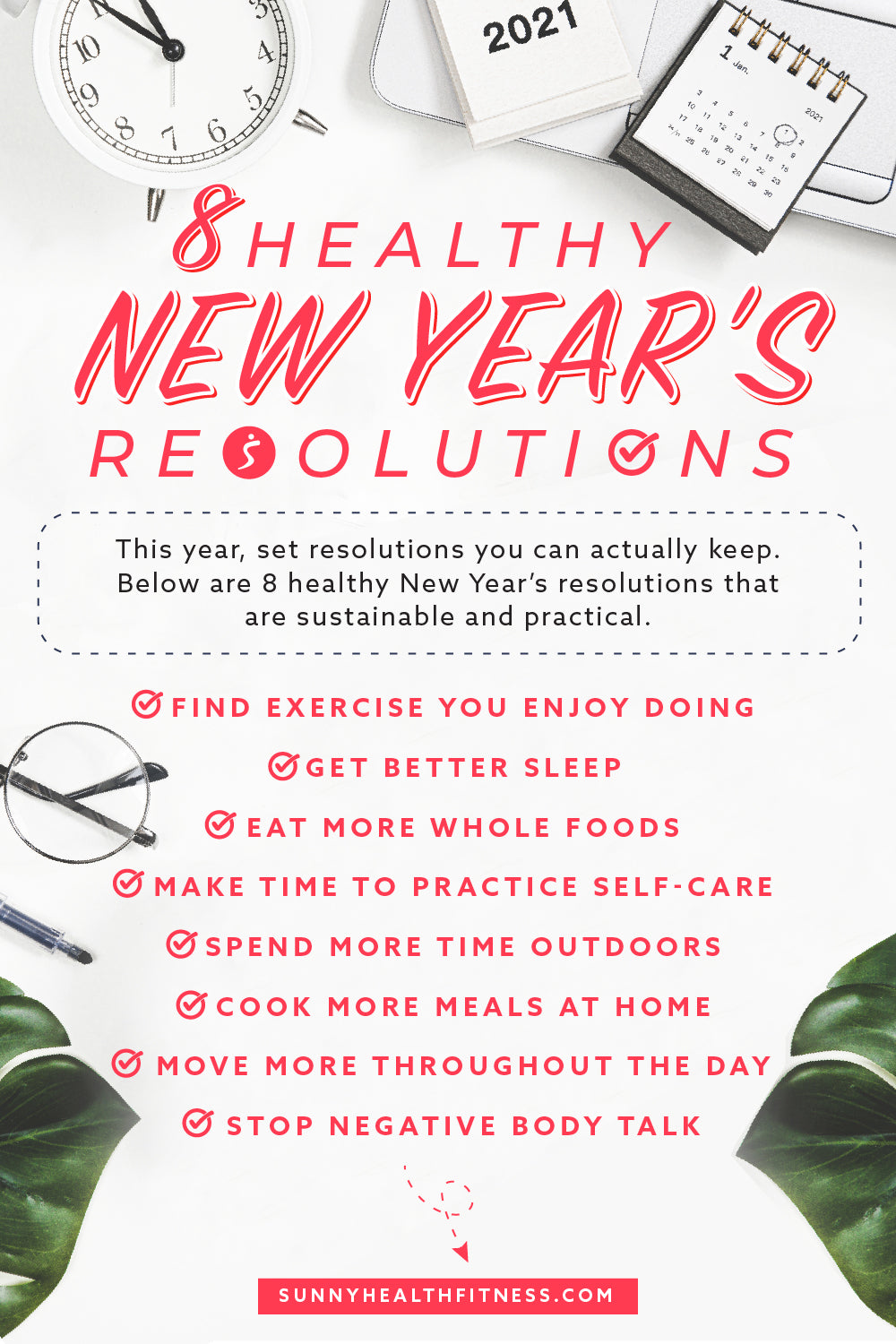 8 Healthy New Year's Resolutions Infographic