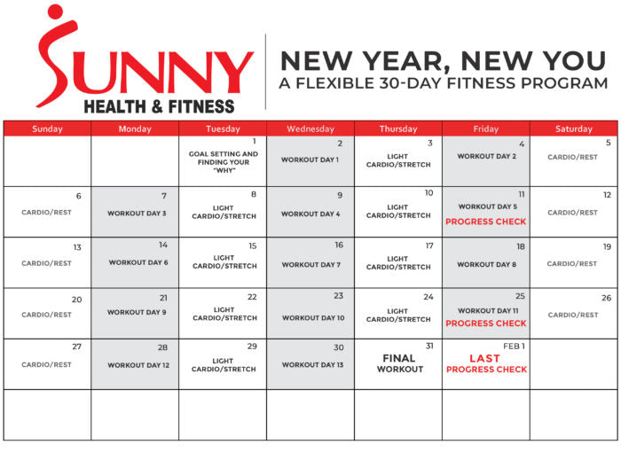 30 day fitness program calendar