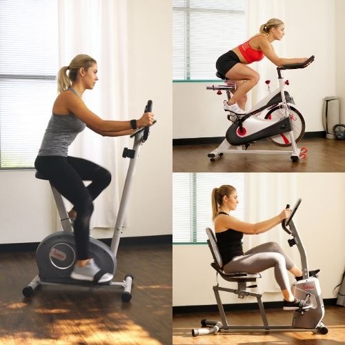 cycle bike, recumbent bike, and upright bike