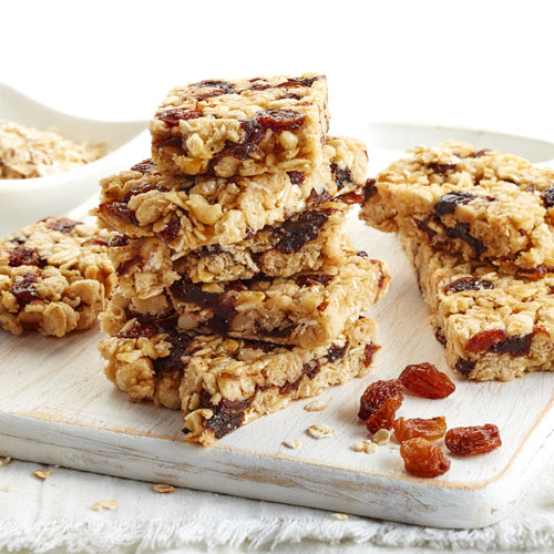 a plate of granola bars