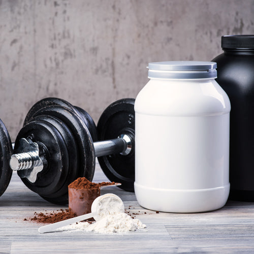 dumbbell and supplement