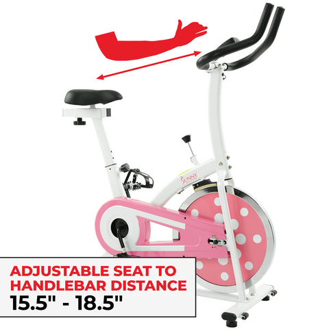 Sunny Health Fitness Pink Chain Drive Indoor Cycling Trainer Bike