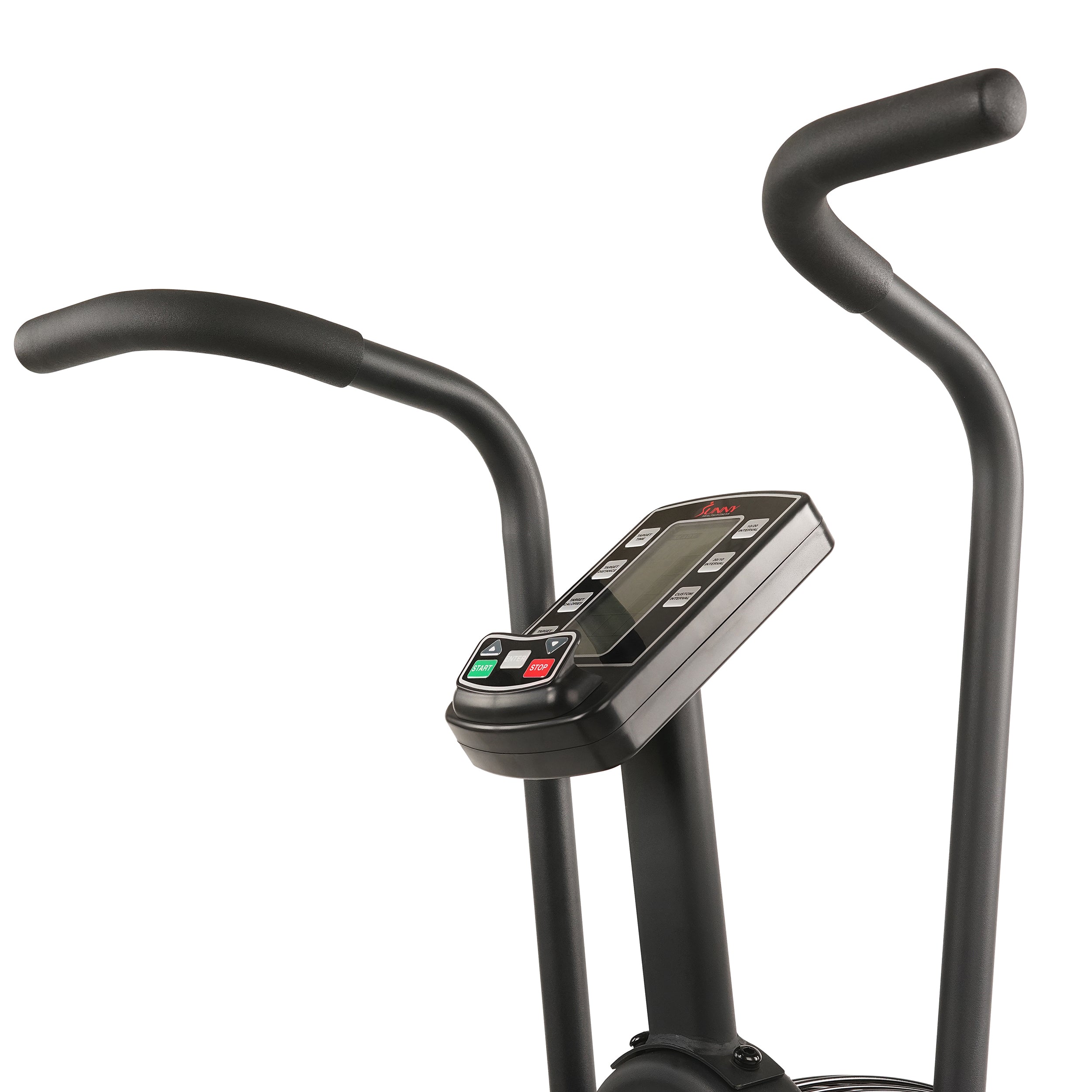 sunny-health-fitness-bikes-exercise-fan-bike-bluetooth-heart-rate-compatibility-tornado-LX-SF-B2729-handlebars