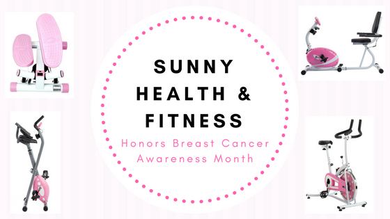 sunny health & fitness honors breast cancer awareness month banner with pink products