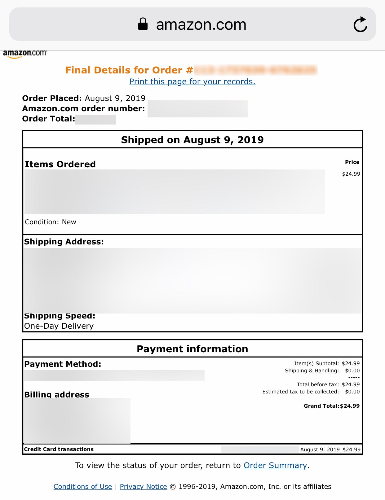 view amazon invoice