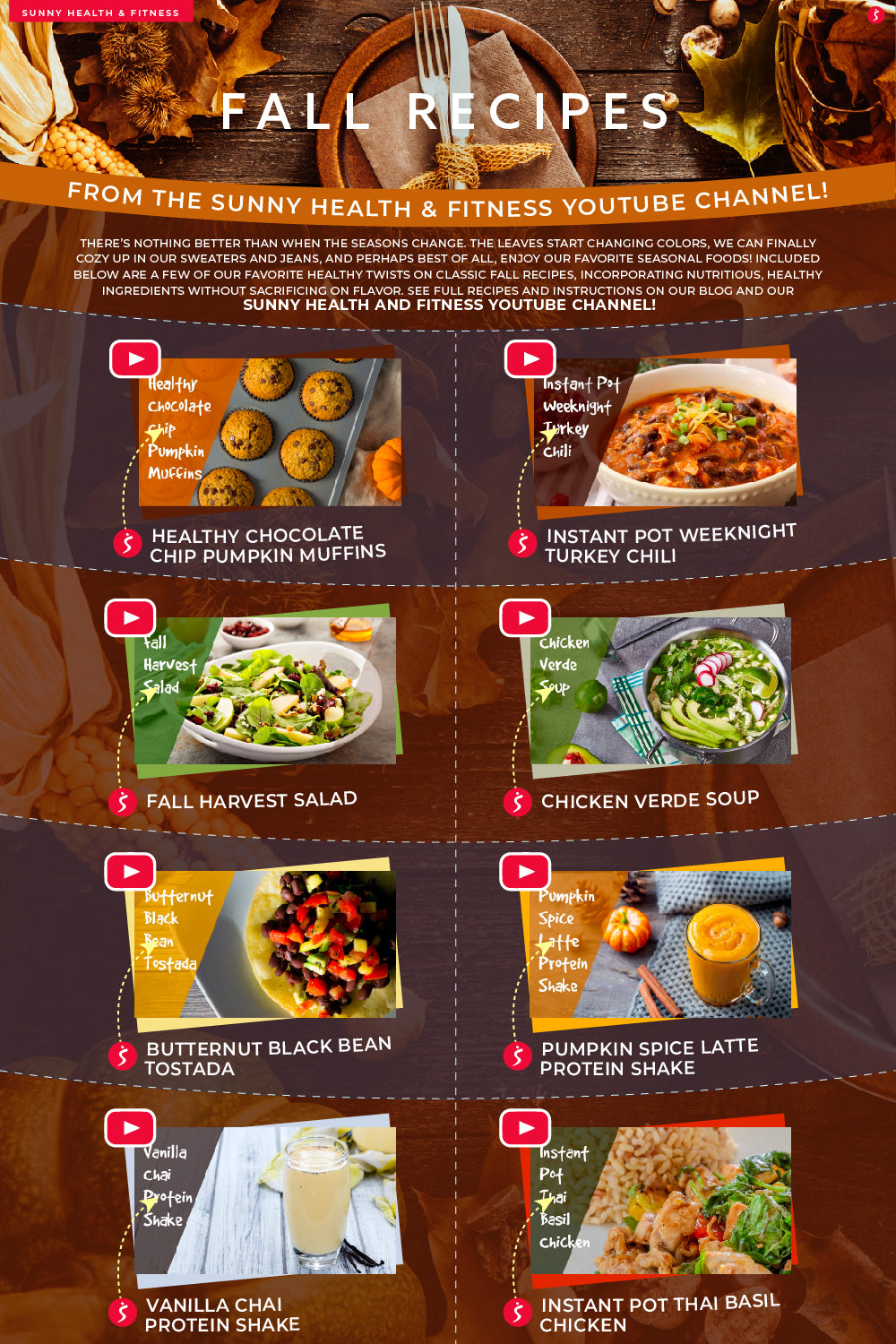 8 Easy & Healthy Fall Recipes Infographic