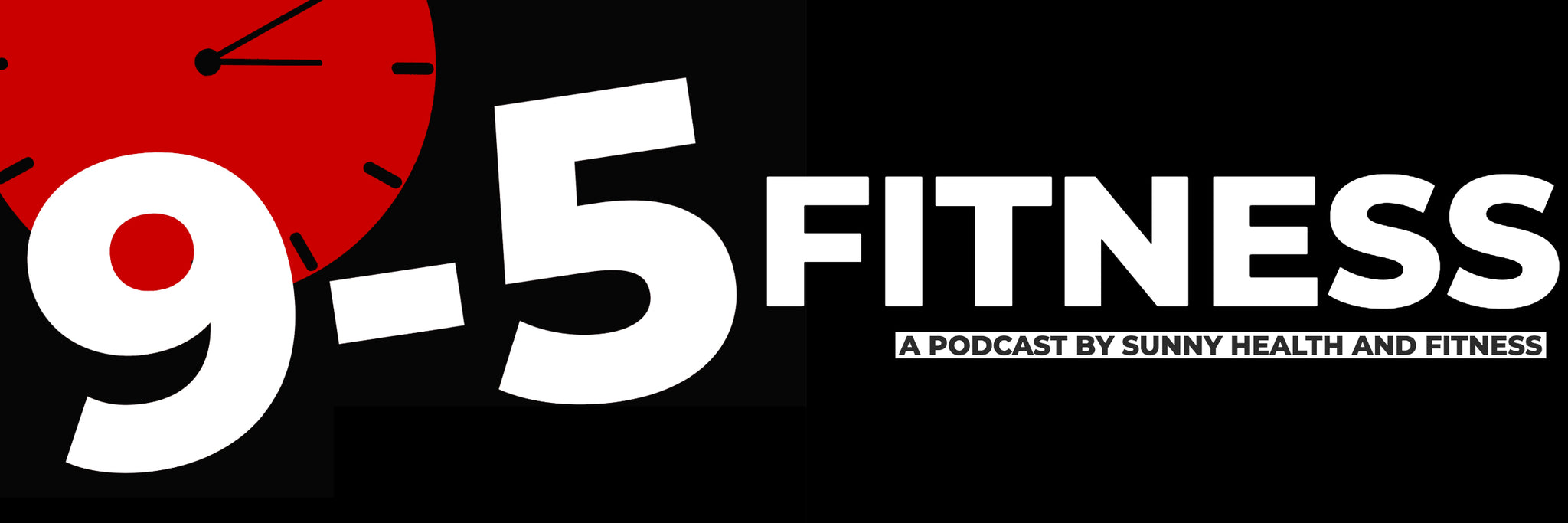 9 to 5 podcast banner with red clock icon in left upper corner
