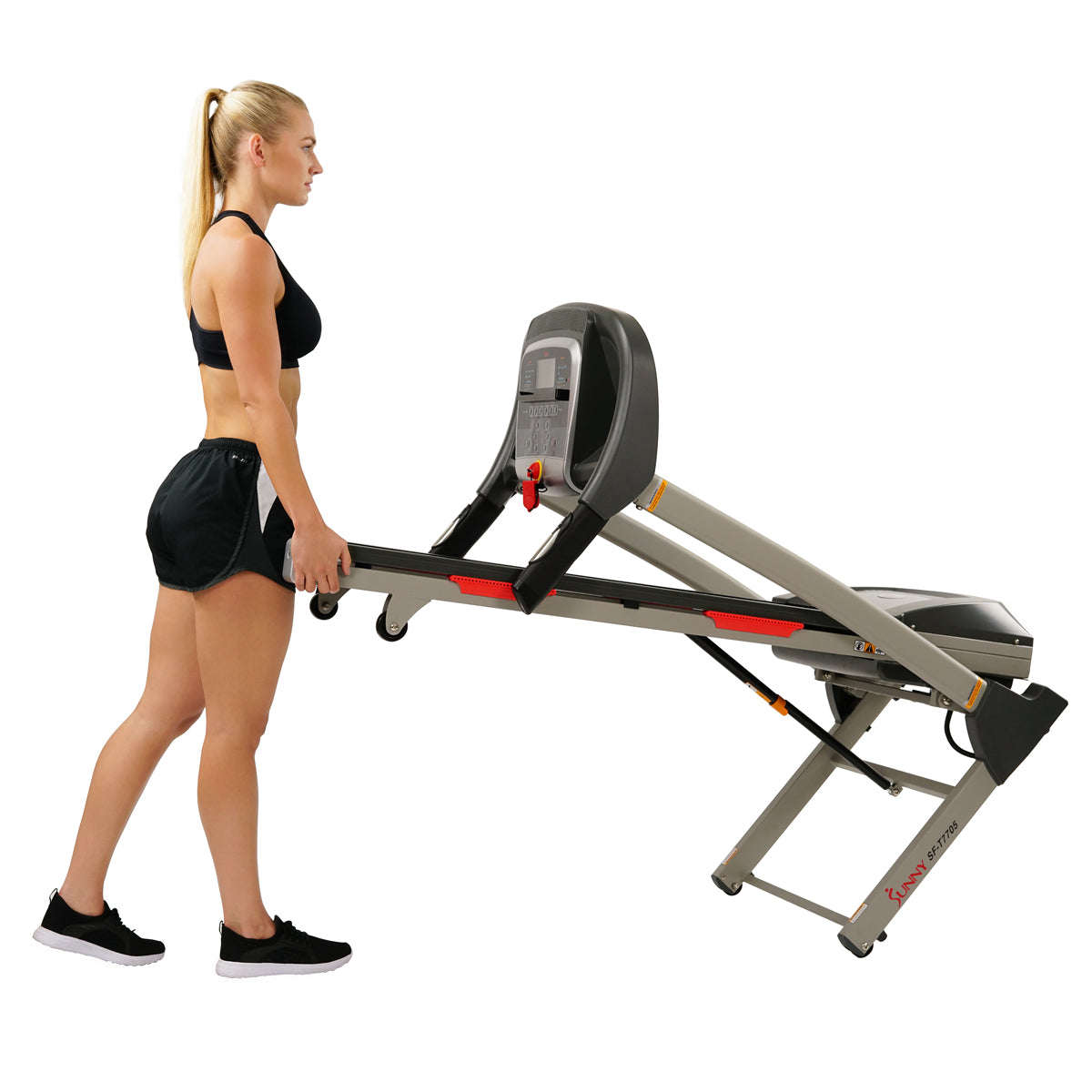 sunny-health-fitness-treadmills-portable-treadmill-auto-incline-LCD-smart-app-shock-absorber-SF-T7705-transportationwheel