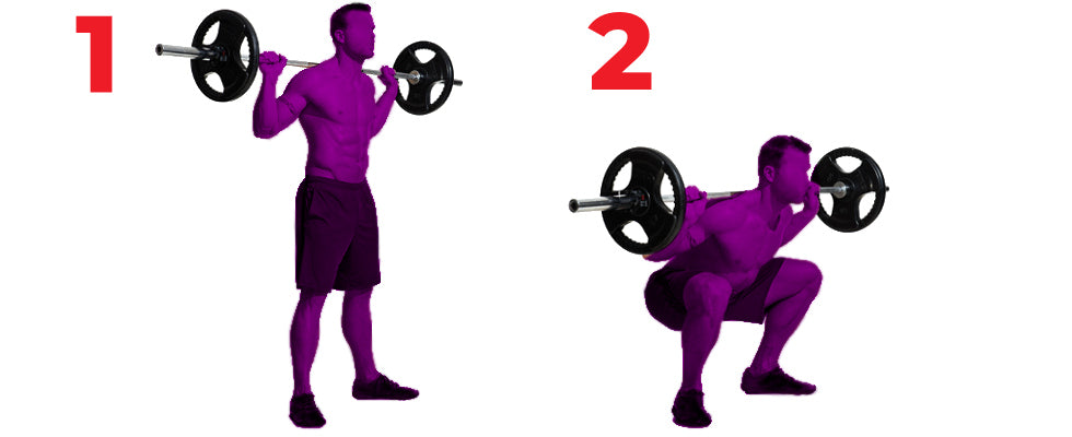 silhouettes of man performing barbell squats