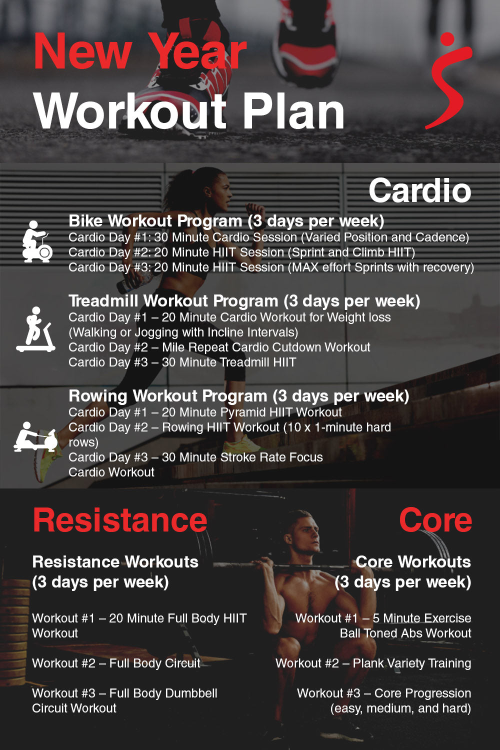 new year workout plan summary infographic
