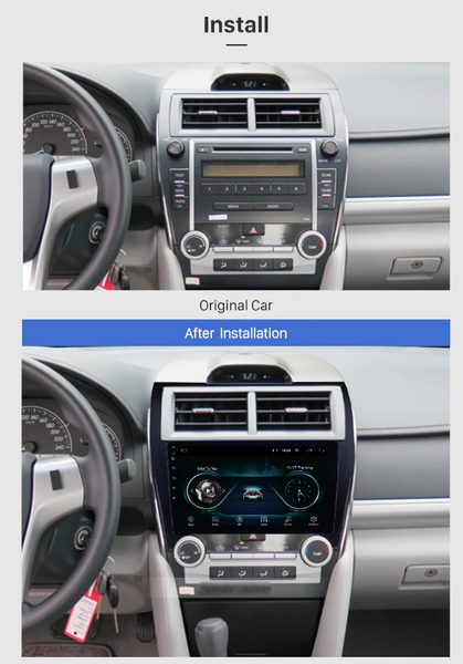 Toyota Camry aftermarker radio headunit stereo after installation look