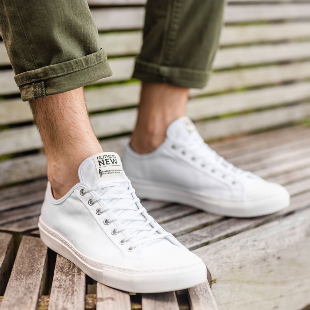 Men's White Canvas Low Top Designer Sneaker - Nothing New®