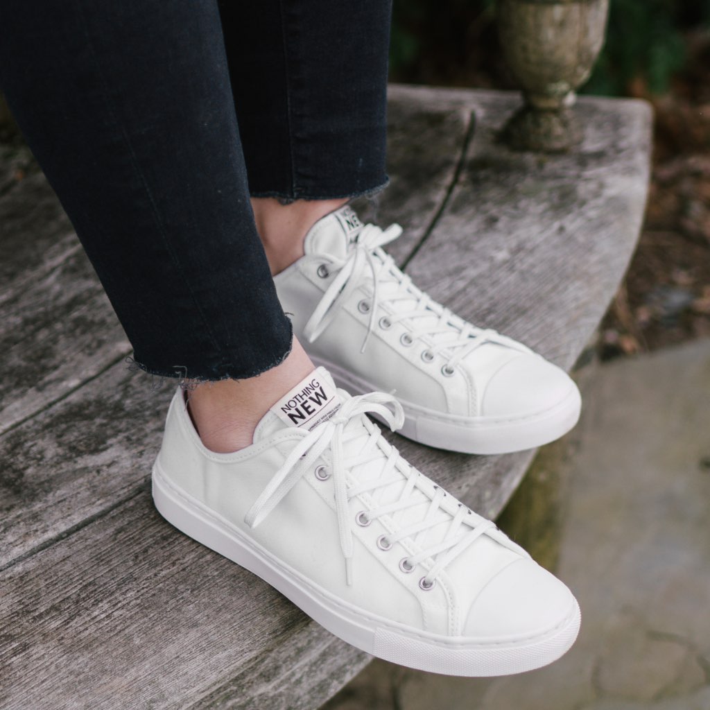 Women's Low Top Sneaker in White Canvas - Nothing New®