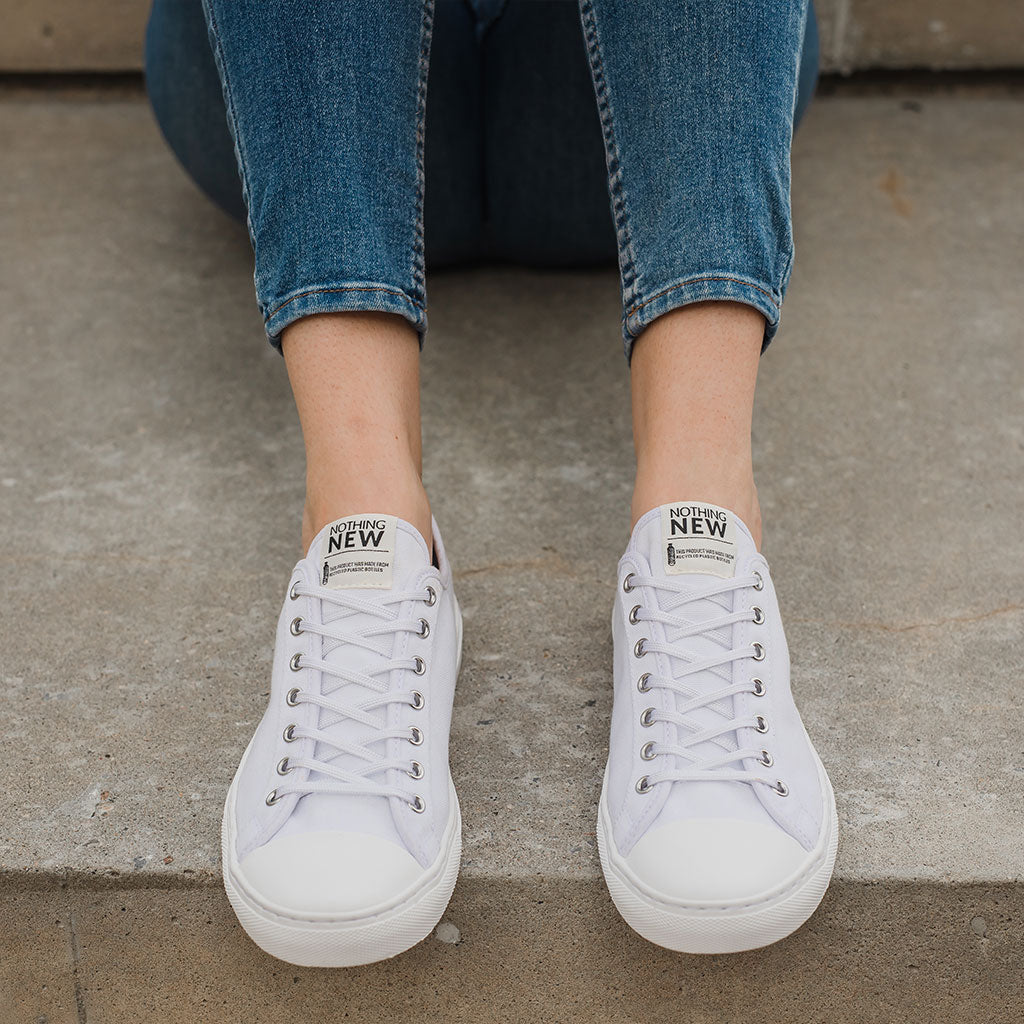 Women's Low Top Sneaker in White Canvas - Nothing New®