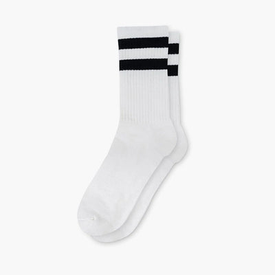 Women's Black + White Striped Crew Socks - Nothing New®