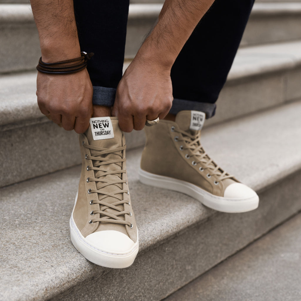 tan high top sneakers