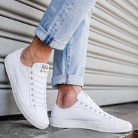 Men's White Canvas Low Top Designer Sneaker - Nothing New®