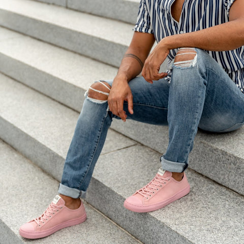 Men's Pink Canvas Low Top Designer 