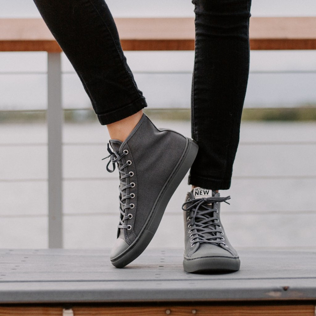 women's gray high top sneakers